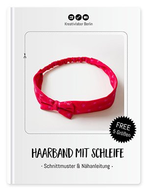 Fertiggenähtes kostenloses Schnittmuster für ein Haarband mit Schleife von Kreativlabor Berlin