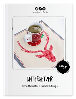 Coverbild für das Freebook "Untersetzer - Schnittmuster & Nähanleitung". Du siehst hier den Tassenuntersetzer von Kreativlabor Berlin fertiggenäht.