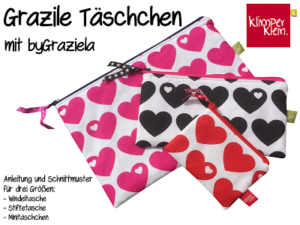Täschchen nach dem Schnittmuster "Grazile Täschchen" von Klimperklein in drei Größen genäht.