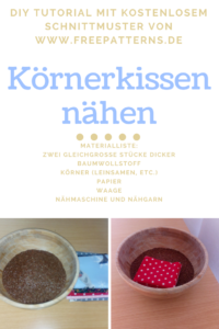 Titelbild fuer Schnittmuster Körnerkissen Stern, Herz und quadratisch.
