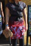 Schnitt Kimono-Kleid, Blumenmuster in rot.