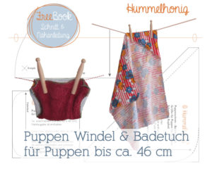 Kostenlose Schnittmuster Puppen Windel und Badetuch für Puppen von Hummelhonig.