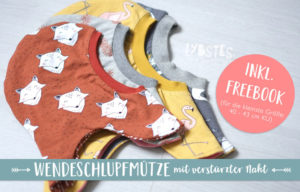 Wendeschlupfmütze mit gratis Schnittmuster in Grße 40-43cm KU von Lybstes.