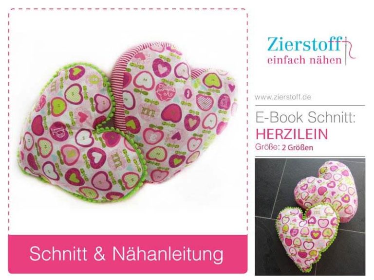 Herzkissen nähen mit Schnittmuster und Nähanleitung