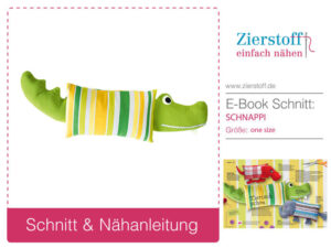 Kuschelkissen Krokodil nähen mit Nähanleitung und Schnittmuster von Zierstoff