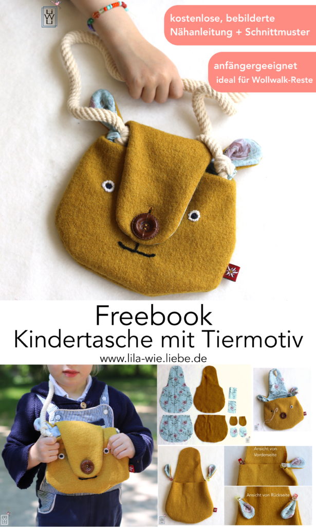 Schnittmuster kostenlos: Bärentasche aus Walk von Lila wie Liebe