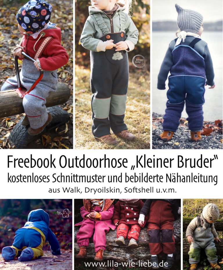 Kostenloses Schnittmuster Outdoorhose bzw. Latzhose „kleiner Bruder“ (Gr. 80-122) von Lila wie Liebe