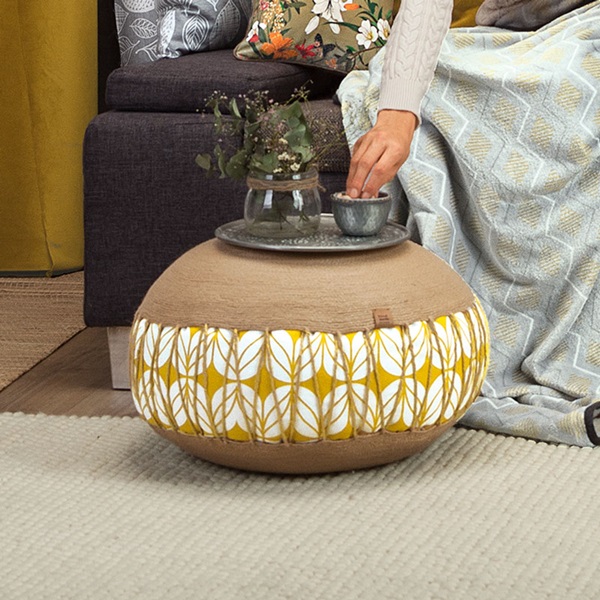 Kostenloses Nähtutorial Sitzpouf mit Jutegarn